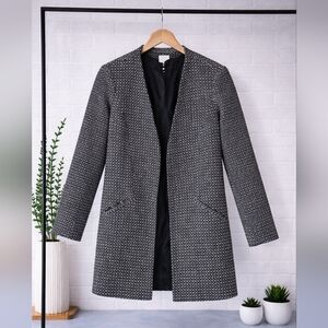 Halogen Medium Black and White Textured Blazer Long Line Buisness Casual NWOT